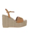 Valentino 120mm Garnet Calfskin Signature Vlogo Wedge Sandal In Nude