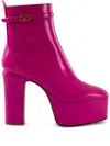 Valentino 120mm Platform Buckle Boots In Pink