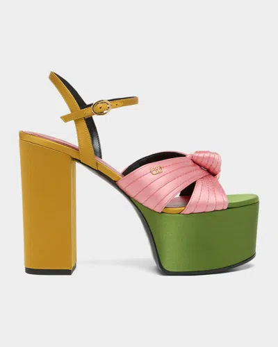 Valentino Garavani 125mm Crasher Platform Sandals In Satin In Bright Pin
