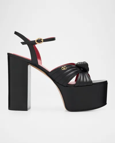 Valentino Garavani 125mm Crashers Leather Platform Sandals In Black