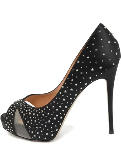 Pre-owned Valentino Garavani 125mm Mesh Rhinestone Pumps In Black