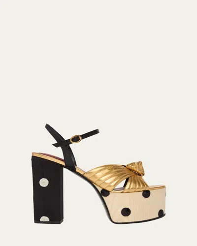 Valentino Garavani 125mm Vlogo Crasher Sequined Polka Dot Leather Platform Sandals In Black