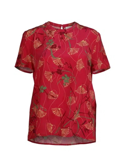 Valentino Floral-embroidered Blouse In Animal Print