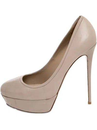 Pre-owned Valentino Garavani 145mm Platform Leather Pumps In Neutral