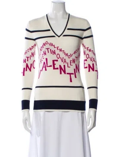 Pre-owned Valentino 1561801 Virgin Wool Sweater In Neutral