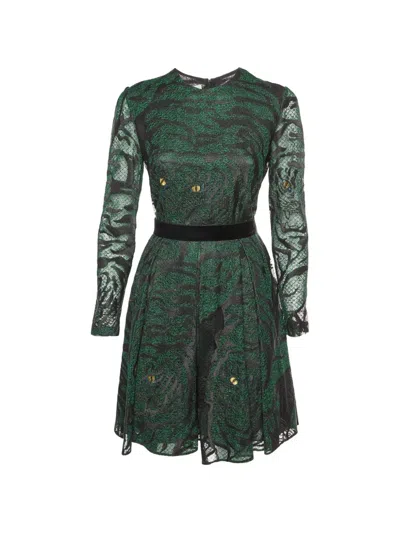 Pre-owned Valentino 1967 Animal-eye Lace Mini Dress In Green