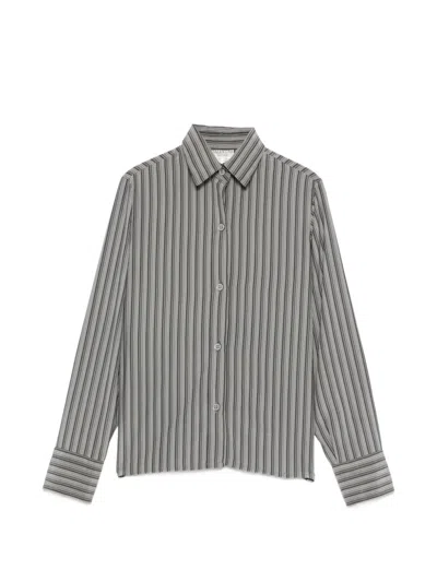 Pre-owned Valentino 1970s Striped Silk Shirt In Gray