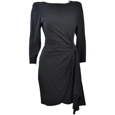 Pre-owned Valentino 1980's Black Draped Cocktail Dress Size 6-8