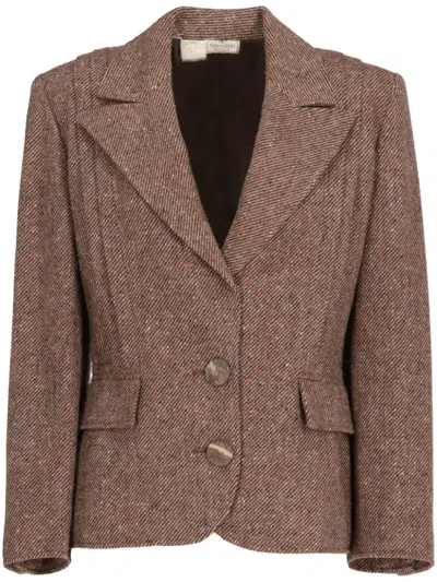 Pre-owned Valentino 1980 Herringbone Wool Jacket In Brown