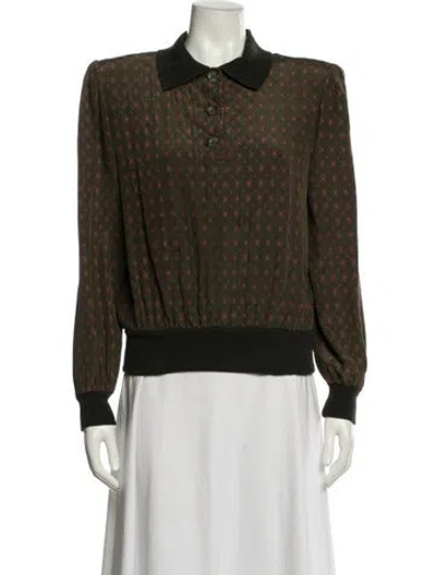 Pre-owned Valentino 1980's Patterned Polo In Green