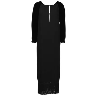 Pre-owned Valentino 1980's  Black Velvet And Crepe Gown
