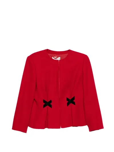 Pre-owned Valentino 1980s Bow-detail Jacket In Red