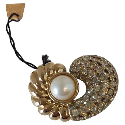 Pre-owned Valentino Garavani Valentino 1980s Gold Tone Brooch With Swarovski Stones, Unisex Design In Multi