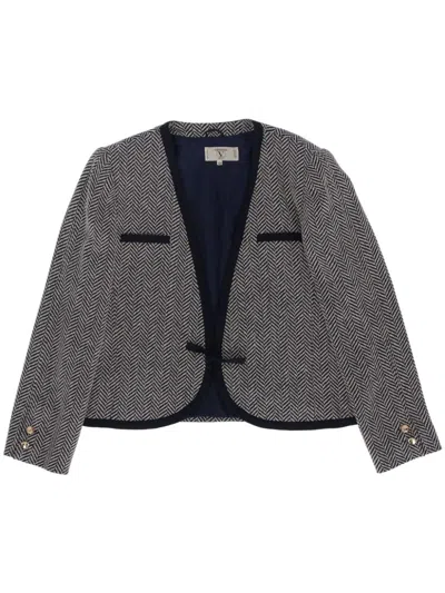 Pre-owned Valentino 1980s Herringbone-pattern Jacket In Grey