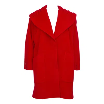 Pre-owned Valentino 1980s Miss V  Red Wool Swing Coat
