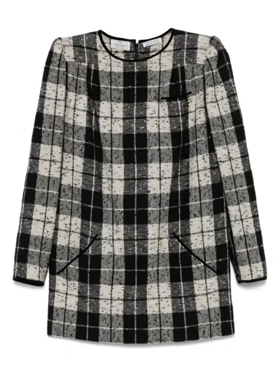 Pre-owned Valentino 1980s Plaid Mini Dress In 黑色
