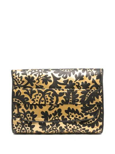 Pre-owned Valentino Garavani 1980s Printed Clutch Bag In Gold