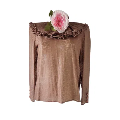 Pre-owned Valentino 1980s Red  By  Brown Shirt With Pink Flower Nwt