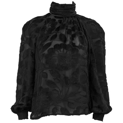Pre-owned Valentino 1980s  Black Devore Evening Blouse
