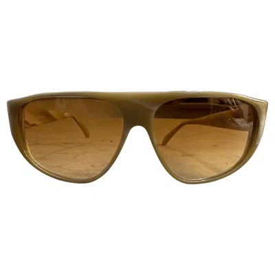 Pre-owned Valentino 1980s  Vintage Oversized Acetate Sunglasses In Creamy Caramel In Brown
