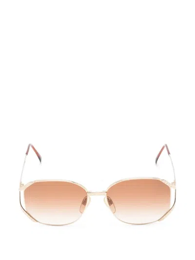 Pre-owned Valentino 1980s Vlogo Geometric Sunglasses In Gold