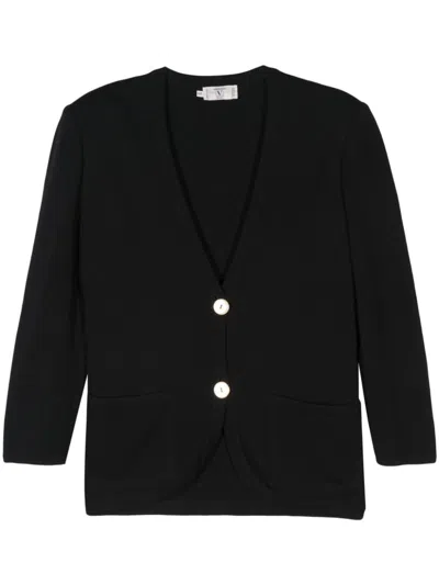 Pre-owned Valentino 1980s Wool Cardigan In Black