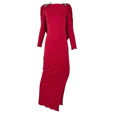 Pre-owned Valentino 1985  Red Silk Jersey Open Back Dress Runway