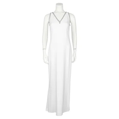 Pre-owned Valentino 1990's  White Silk And Rhinestone Gown