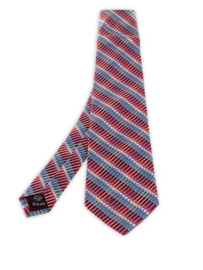 Pre-owned Valentino Garavani 1990s Diagonal-stripe Silk Tie In Red