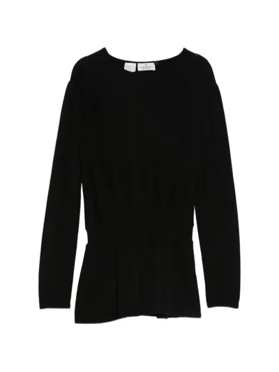 Pre-owned Valentino 1990s Peplum Sweater In Black