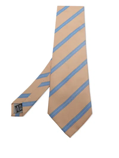 Pre-owned Valentino Garavani 1990s Striped Silk Tie In Neutral