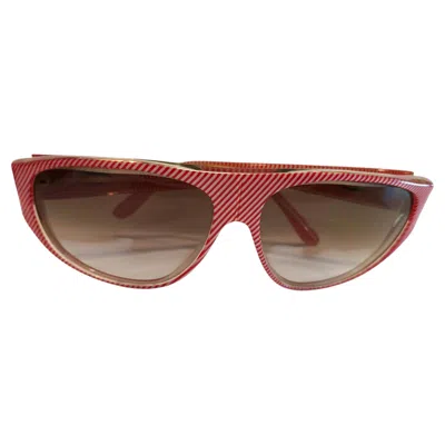 Pre-owned Valentino 1990s Vintage Unisex Sunglasses In White And Red Stripes