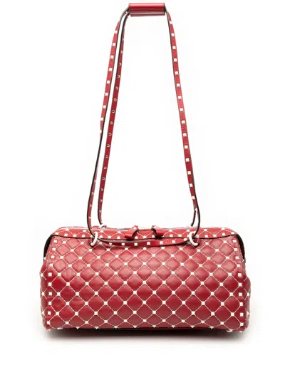 Pre-owned Valentino Garavani 2000-2017 Lambskin Free Rockstud Spike Shoulder Bag In Red