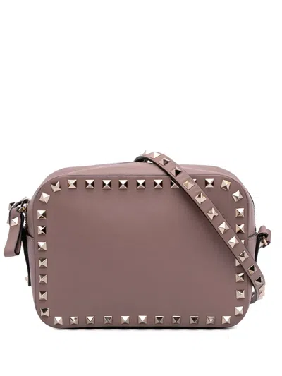 Pre-owned Valentino Garavani 2000-2017 Leather Rockstud Camera Bag Crossbody Bag In Pink