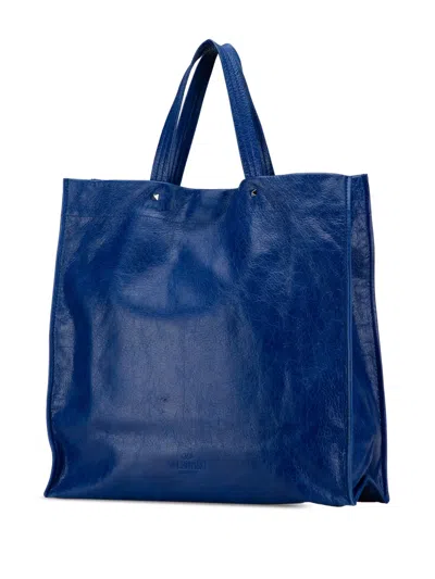 Pre-owned Valentino Garavani 2000-2017 Leather Rockstud Turnlock Tote Bag In Blue
