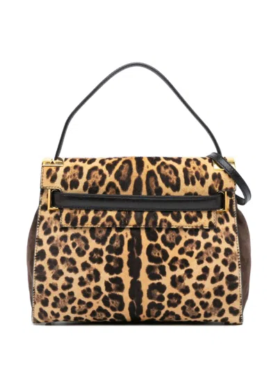 Pre-owned Valentino Garavani 2000-2017 Medium Ponyhair My Rockstud Satchel In Brown