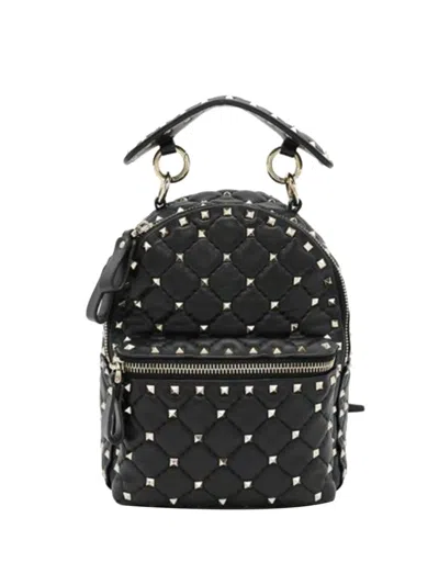 Pre-owned Valentino Garavani 2000-2017 Mini Nappa Rockstud Spike Backpack In Black