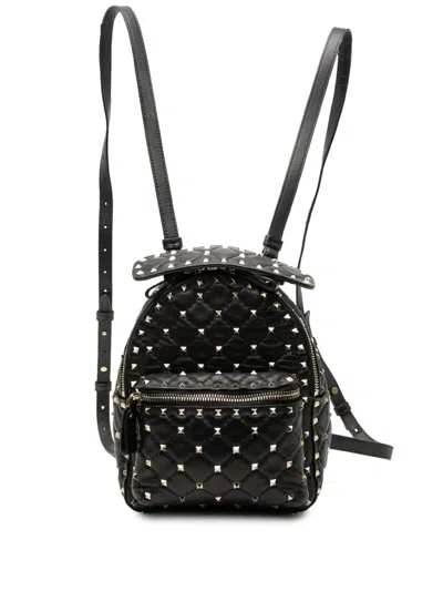 Pre-owned Valentino Garavani 2000-2017 Mini Nappa Rockstud Spike Backpack In Black