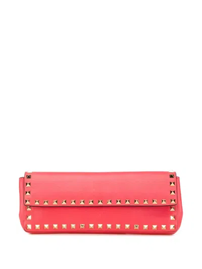 Pre-owned Valentino Garavani 2000-2017 Nappa Rockstud Bangle Clutch Bag In Pink