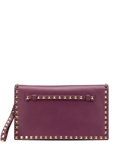 Pre-owned Valentino Garavani 2000-2017 Nappa Rockstud Wristlet Clutch Bag