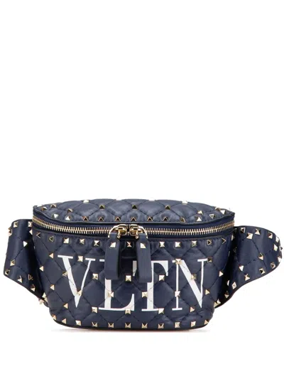 Pre-owned Valentino Garavani 2000-2017 Quilted Lambskin Vltn Rockstud Spike Belt Bag