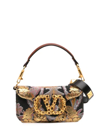 Pre-owned Valentino Garavani 2000-2017 Small Canvas Embroidered Loco Satchel In Black