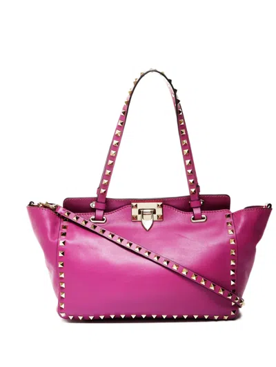 Pre-owned Valentino Garavani 2000-2020s Rockstud Tote Bag In Pink