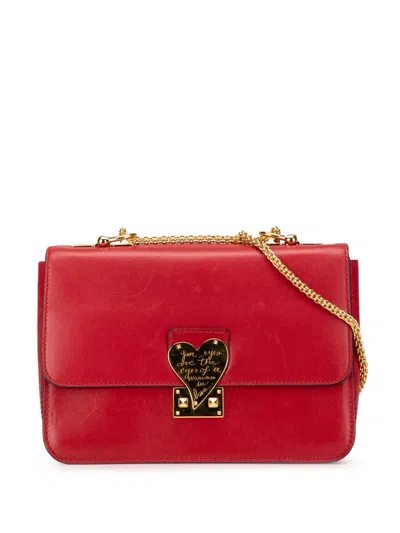 Pre-owned Valentino Garavani 2000-2024 Leather L'amour Rockstud Chain Shoulder Bag In Red