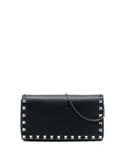 Pre-owned Valentino Garavani 2000-2025 Leather Rockstud Crossbody Bag In Black