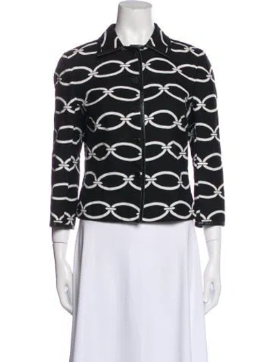 Pre-owned Valentino 2000's Printed Denim Jacket In Black