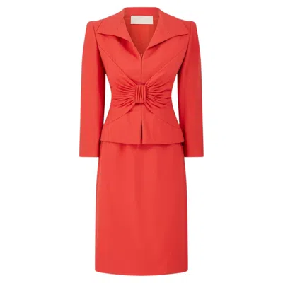 Pre-owned Valentino 2000 Runway  Haute Couture Vermillion Red Skirt Suit