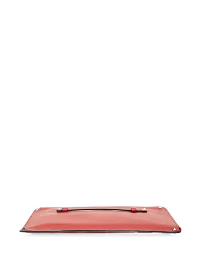 Pre-owned Valentino Garavani 2000-2017 Leather Rockstud Wristlet Clutch Bag In Red