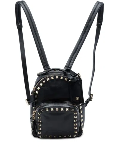 Pre-owned Valentino Garavani 2000-2017 Mini Leather Rockstud Backpack In Black
