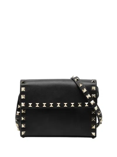 Pre-owned Valentino Garavani 2000-2017 Mini Leather Rockstud Crossbody Bag In Black